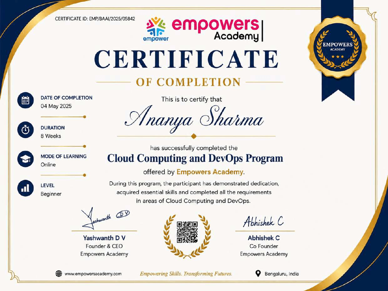 Cloud Computing and DevOps Certificate