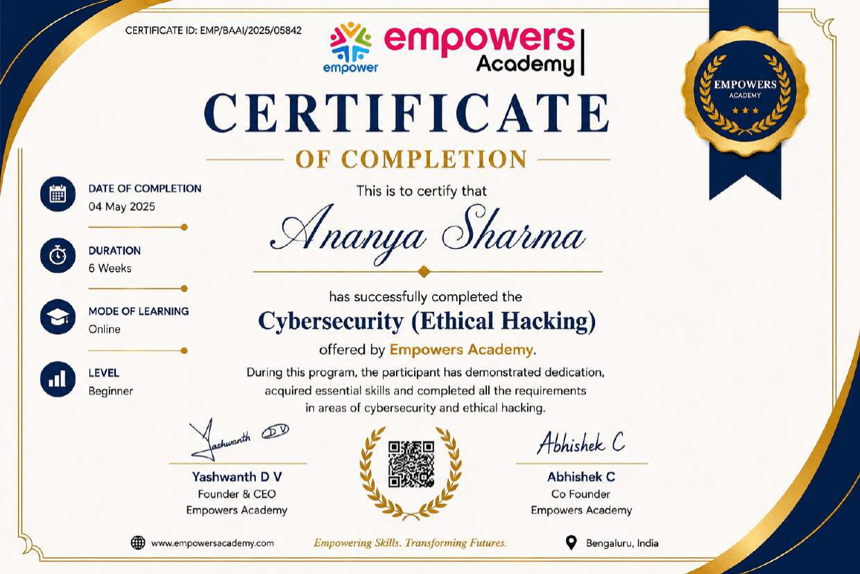 Cybersecurity & Ethical hacking (CEH V13 AI) Certificate